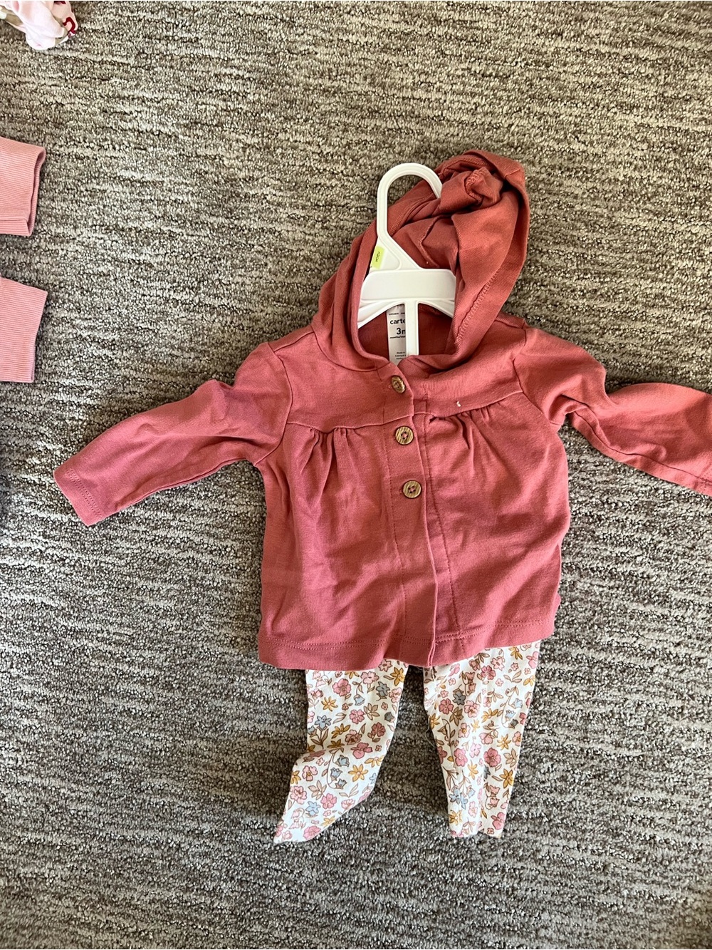 Carter's Dusty Rose Hooded Baby Cardigan Set